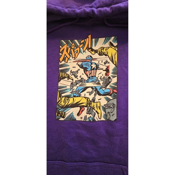 Marvel Captain America Hoodie Purple Men's Large NWOT L100 - Picture 2 of 3